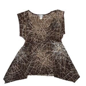 Y2K Abstract Asymmetrical Hem Square Neck Plus Size Top Betsey Boo!